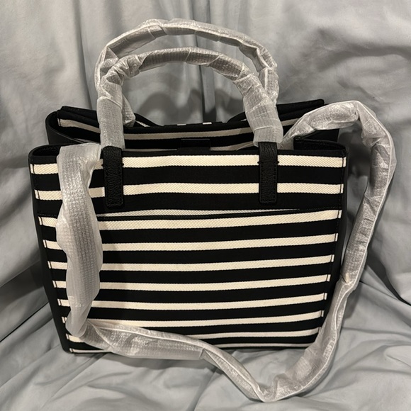 Kate Spade Olive Drive Stripe Brigette Black & Natural - Picture 2 of 5